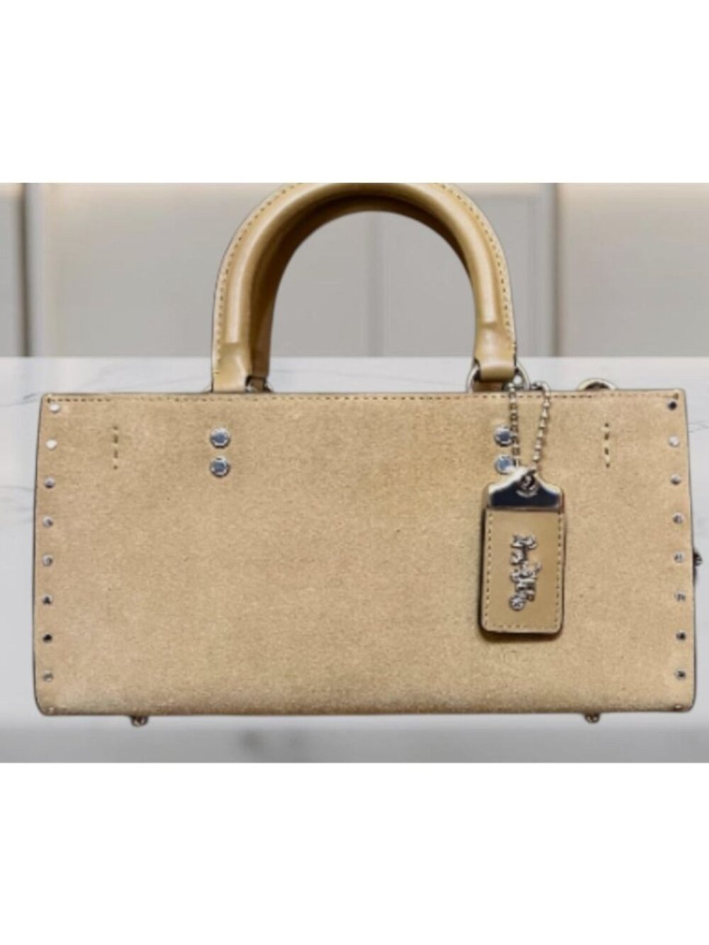 ✺ AUTHENTICATED NEW! Coach Rogue 26 Tan Suede Leather Handbag WITH COA